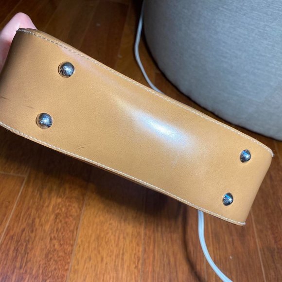 brown mini purse by minicci tan shoulder bag studs on bottom ring on front strap - Picture 9 of 9